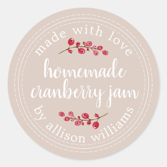 Sticker Rond Conservation de Gelée de Cranberry Maison de Noël  (Devant)