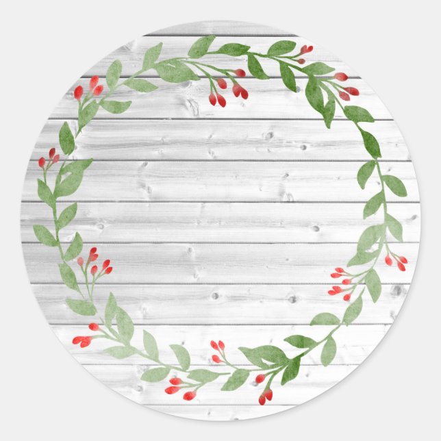 Sticker Rond Conservation de Noël en bois rustique | Confiture  (Devant)