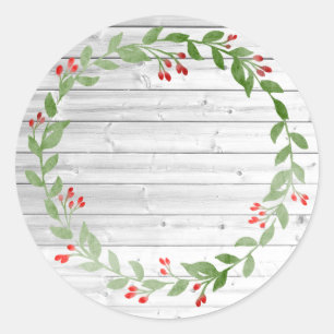 Sticker Rond Conservation de Noël en bois rustique Confiture
