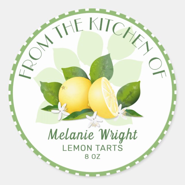 Sticker Rond Conserve de citrons fruits citriques (Devant)