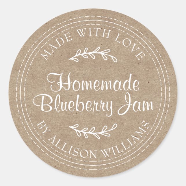 Sticker Rond Conserve de confiture de myrtille maison rustique  (Devant)