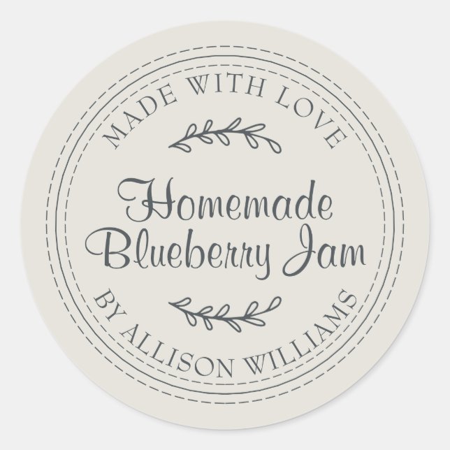 Sticker Rond Conserve de confiture de myrtille maison rustique  (Devant)