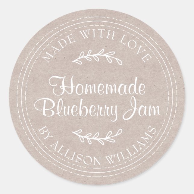 Sticker Rond Conserve de confiture de myrtille maison rustique  (Devant)