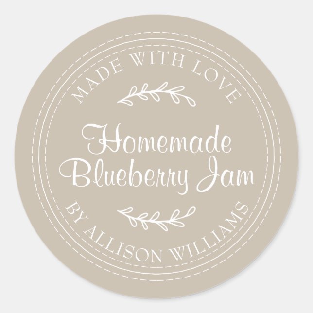 Sticker Rond Conserve de confiture de myrtille maison rustique  (Devant)
