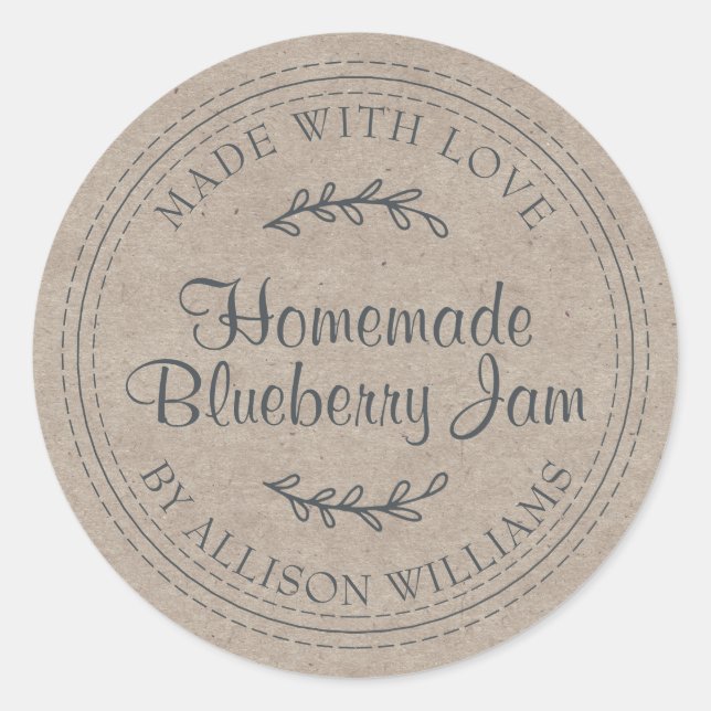 Sticker Rond Conserve de confiture de myrtille maison rustique  (Devant)