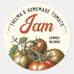 Sticker Rond Conserve de confiture de tomates maison personnali