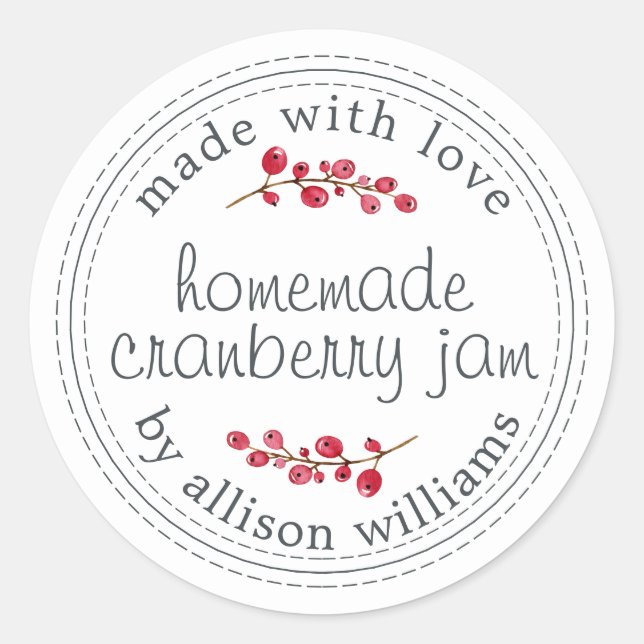 Sticker Rond Conserve de cranberries maison pour Noël (Devant)