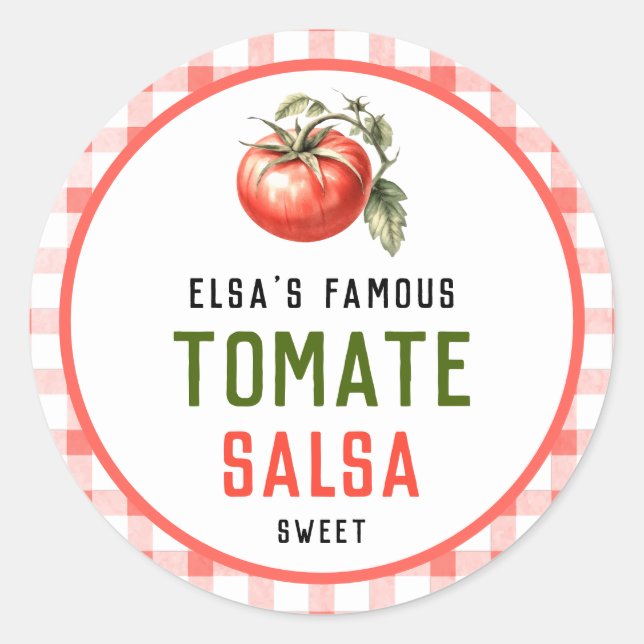Sticker Rond Conserve de salsa de tomate avec aspect de ferme d (Devant)