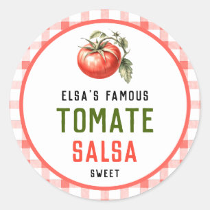Sticker Rond Conserve de salsa de tomate avec aspect de ferme d