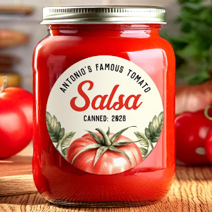 Sticker Rond Conserve de salsa personnalisée aux tomates vintag