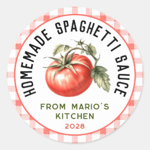 Sticker Rond Conserve de sauce spaghetti style marché de fermie