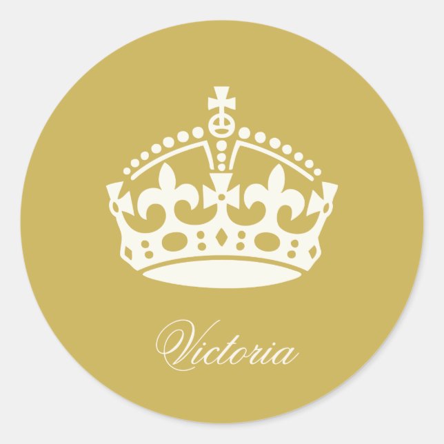 Sticker Rond Conserver Calm Gold Crown Logo Chic Party Favorise (Devant)