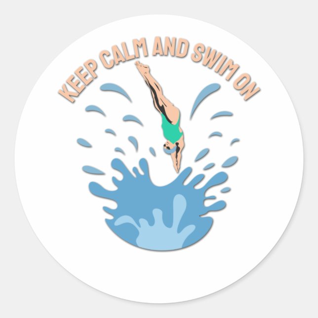 Sticker Rond Conserver le calme et la baignade - Conception de  (Devant)