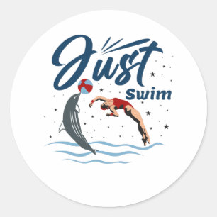Sticker Rond Conserver le calme et la baignade - Conception de