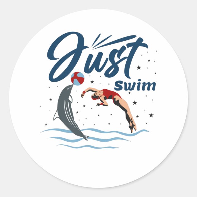 Sticker Rond Conserver le calme et la baignade - Conception de  (Devant)