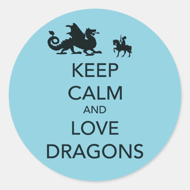 Sticker Rond Conserver le calme et l'amour Dragons Impression u (Devant)