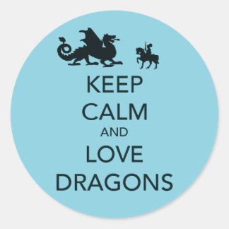 Sticker Rond Conserver le calme et l'amour Dragons Impression u