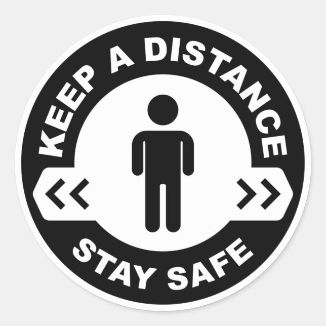 Sticker Rond Conserver Une Distance (Devant)