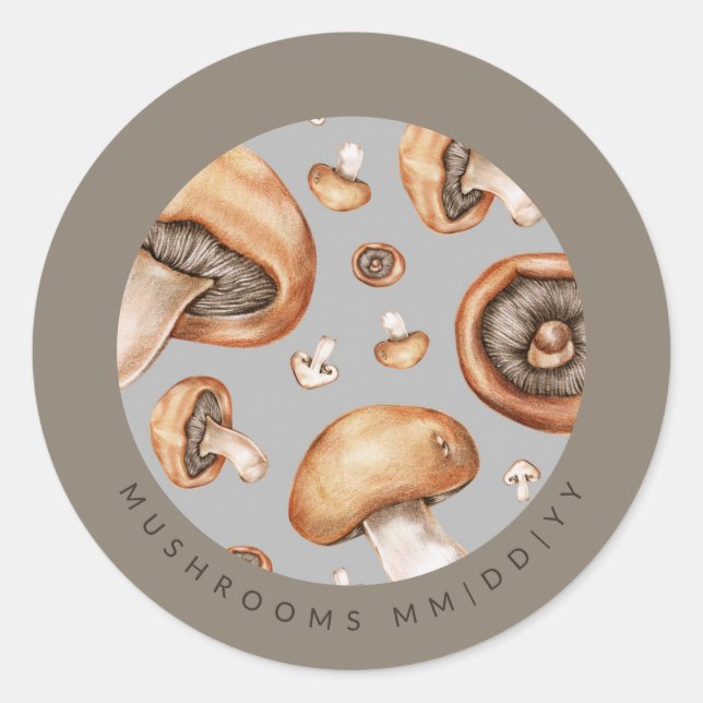 Sticker Rond Conserves | Date | Champignons (Devant)