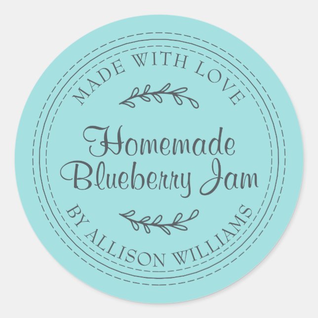 Sticker Rond Conserves de confiture de myrtille maison rustique (Devant)