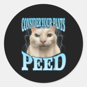 Sticker Rond Considérez Votre Pantalon a Pipi Drôle Freak Cat M