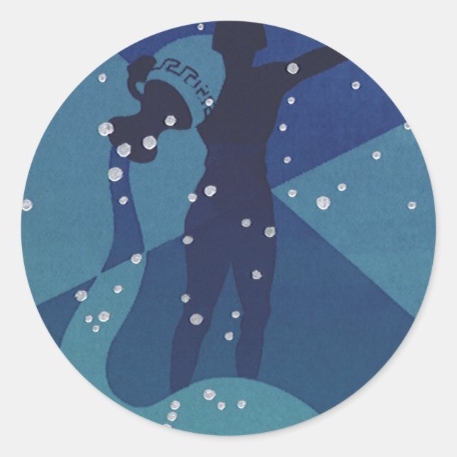 Sticker Rond Constellation Aquarius, Astrologie Vintage Zodiaqu (Devant)