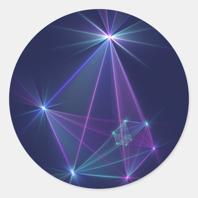Sticker Rond Constellation, art fractal abstrait fantastique (Devant)