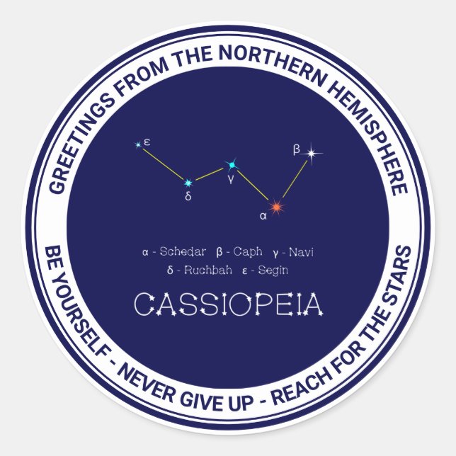 Sticker Rond Constellation de l'hémisphère Nord Cassioipeia (Devant)