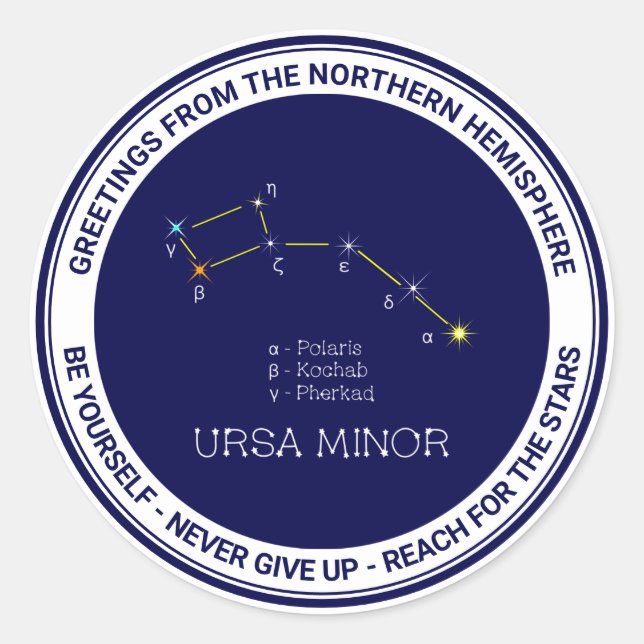Sticker Rond Constellation de l'hémisphère Nord Ursa mineure (Devant)