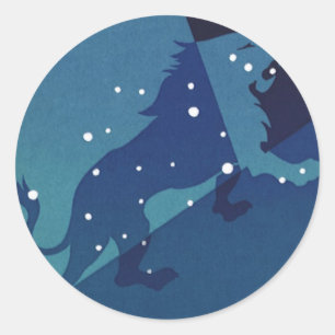 Sticker Rond Constellation du Lion Lion Vintage Zodiaque Astrol
