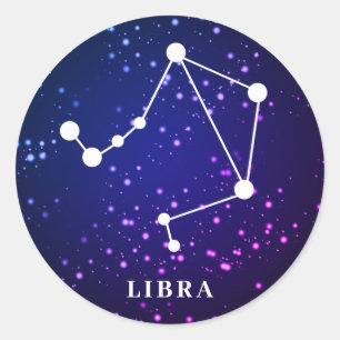 Sticker Rond Constellation du Zodiaque de la bibliothèque