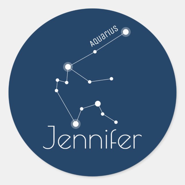 Sticker Rond Constellation Zodiaque Aquarius personnalisée (Devant)