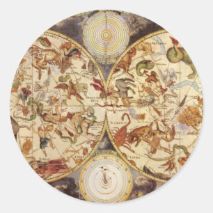 Sticker Rond Constellations, Astronomie Ancienne, Frederik de W