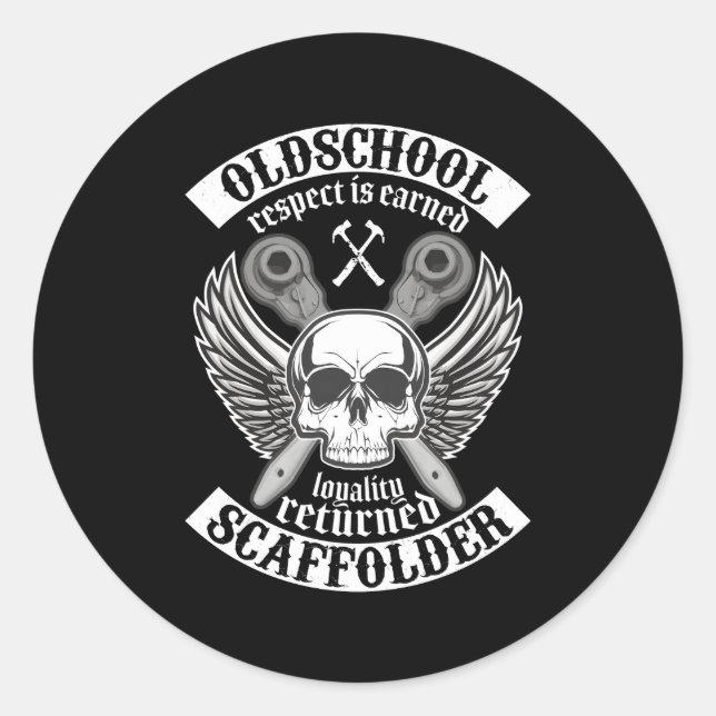 Sticker Rond Constructeur d'échafaudage de la vieille école (Devant)