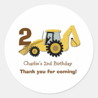 Sticker Rond Construction Backhoe Anniversaire Favoriser Sticke
