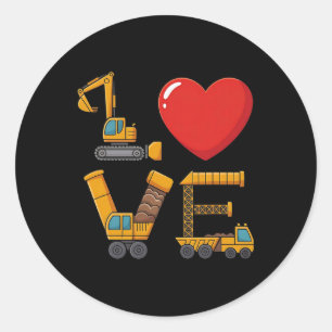 Sticker Rond Construction de la Saint-Valentin Amour écrit avec