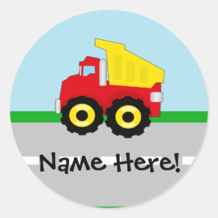 Sticker Rond Construction Dumptruck de garçons d'enfants