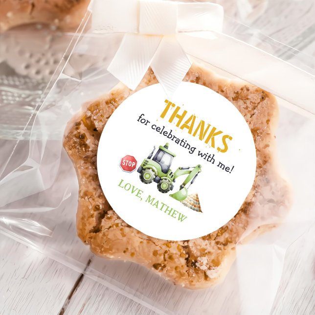 Sticker Rond Construction Enfants 1er anniversaire fête (Créateur téléchargé)