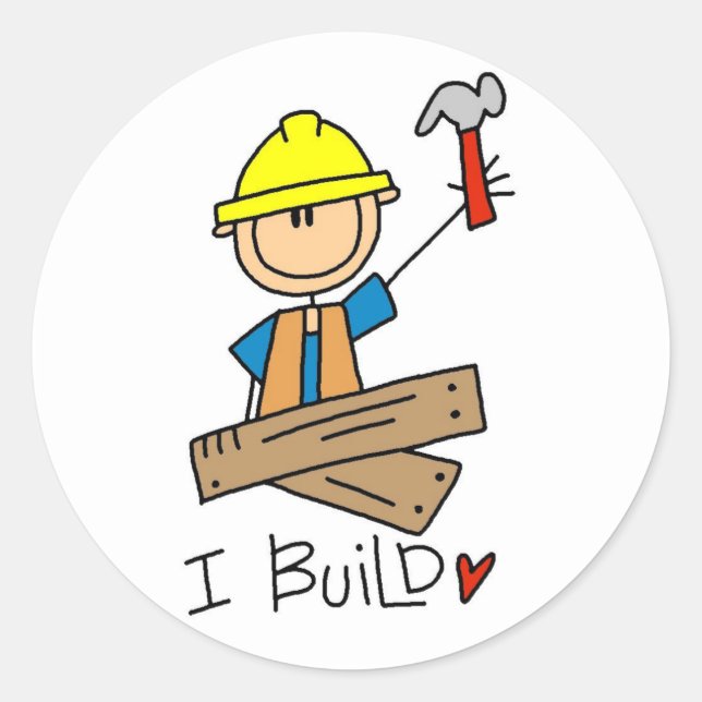 Sticker Rond Construction I Construction T-shirts et cadeaux (Devant)