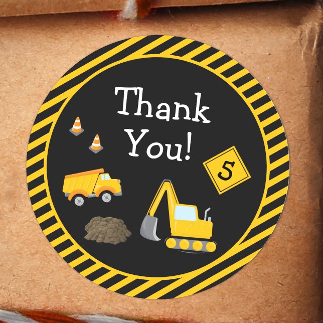 Sticker Rond Construction Joyeux Anniversaire avec Age Boy Merc (Créateur téléchargé)