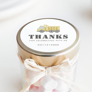 Sticker Rond Construction Véhicules Camion Garçons Anniversaire