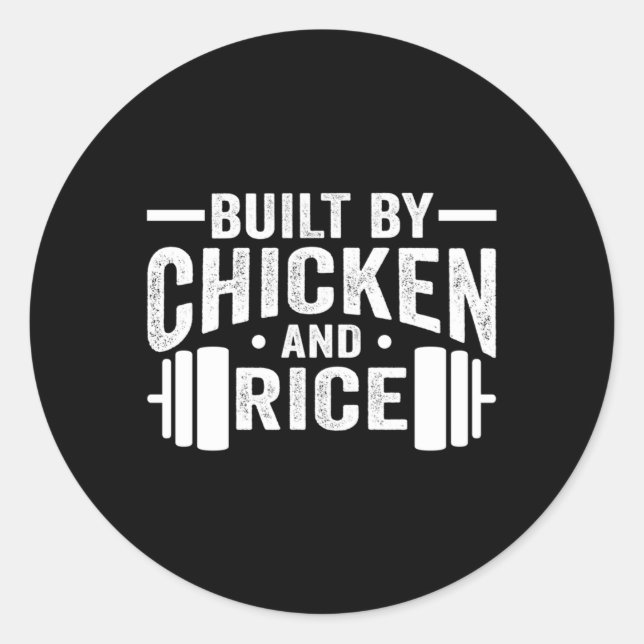 Sticker Rond Construire Par Le Poulet Et Le Riz (Devant)