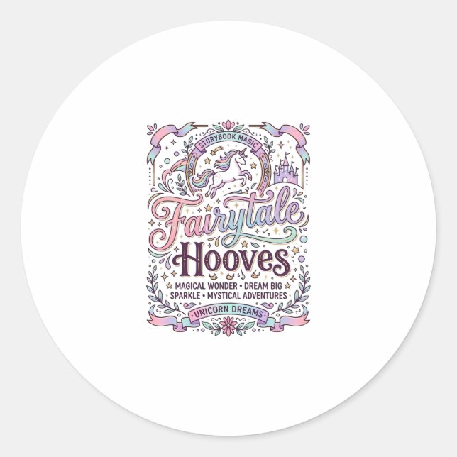 Sticker Rond Conte de fées licorne sabots Création Merch Origin (Devant)
