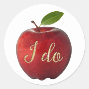 Sticker Rond Conte Fée Blanche Neige I do Apple Mariage