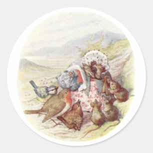 Sticker Rond Conte vintage de Mme Tiggy Winkle Nourrir les oise