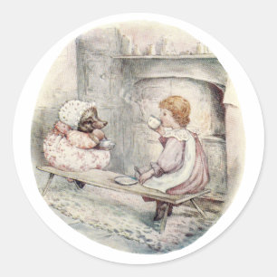Sticker Rond Conte vintage de Mme Tiggy Winkle Rustic Cottage