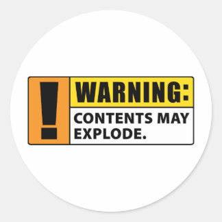 Sticker Rond Contenu de l'avertissement pouvant exploser