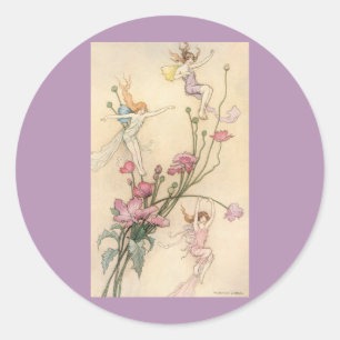 Sticker Rond Contes De Fées vintages, Trois Esprits Pleins De J