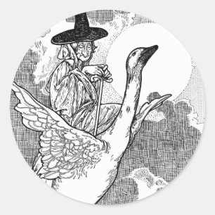 Sticker Rond Contes de la mère l'Oie victoriens vintage par Cha