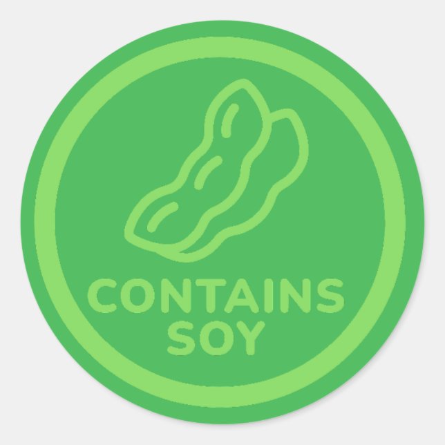 Sticker Rond Contient des avertissements de soja Allergy Alimen (Devant)
